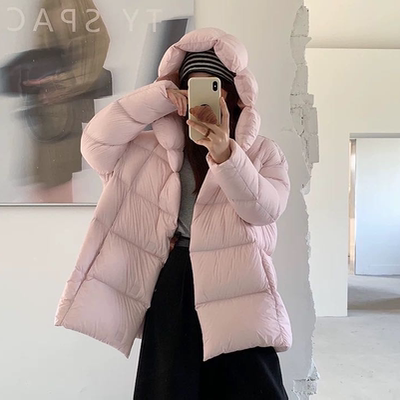 云朵泡芙中长白鸭绒羽绒服