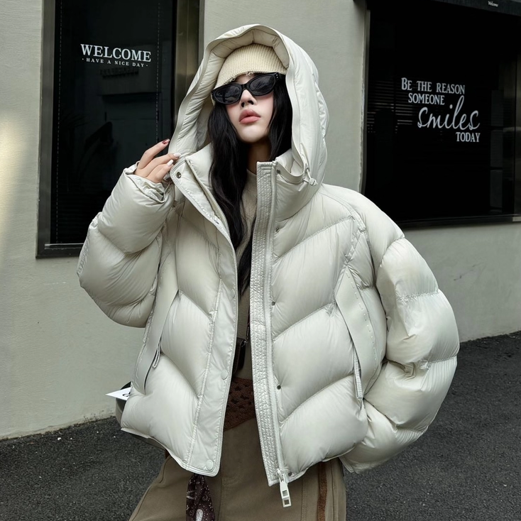 90新国标韩版连帽短款羽绒服