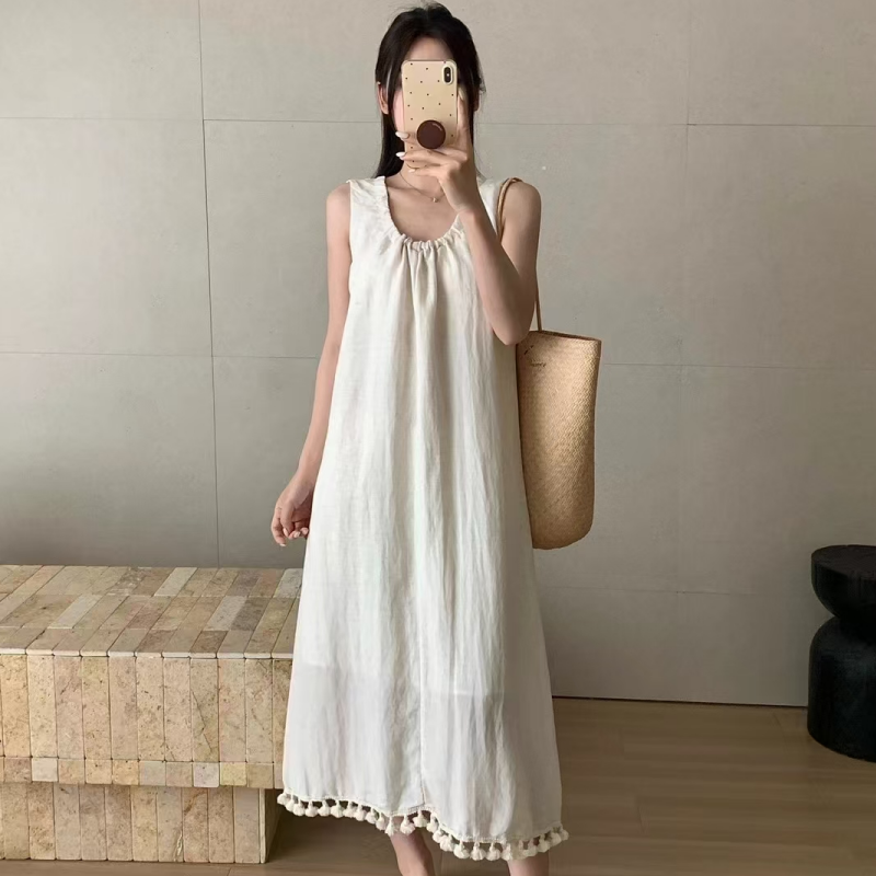 欧洲站夏季新款天丝亚麻连衣裙
