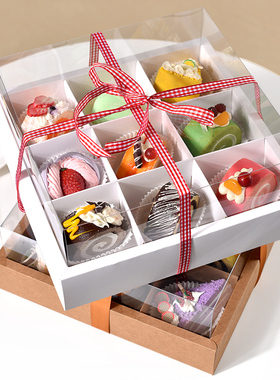 月饼包装盒子加高透明红色九宫格牛皮纸糕点礼品盒甜品花酥蛋黄酥