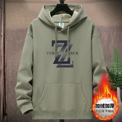 男士连帽卫衣宽松大码套头厚帽衫