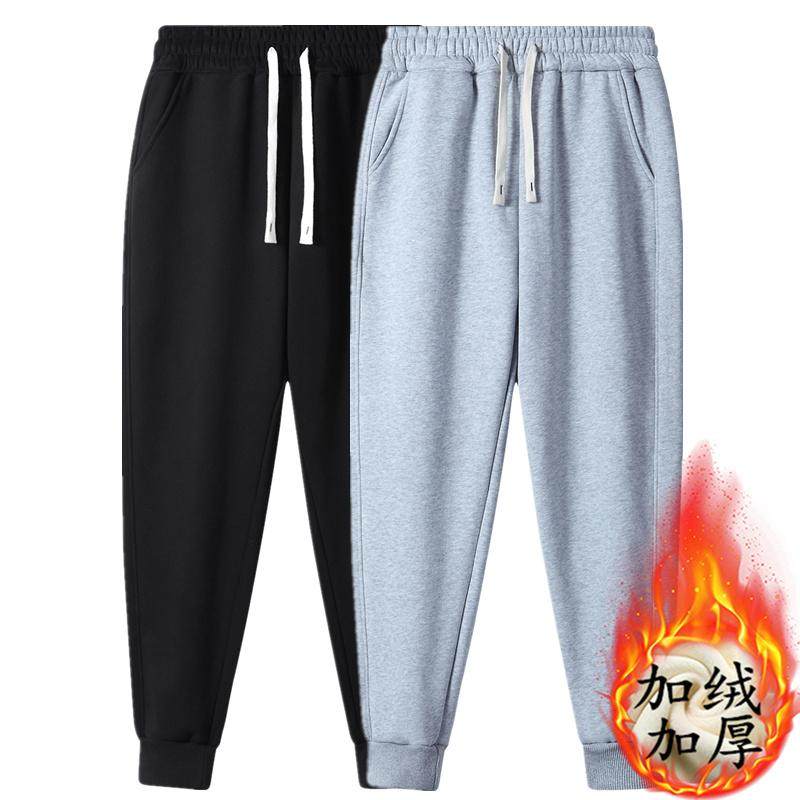 秋冬纯棉加绒加厚束脚运动卫裤男青年宽松重磅潮流纯色休闲长裤子,男装,卫裤,淘宝优惠券,粉丝福利购,淘宝优惠卷