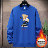 秋冬加绒卫衣男青少年圆领无帽套头打底衫 t恤 长袖 春秋款 纯棉男士