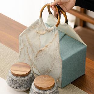 布包陶瓷茶叶罐礼盒包装空盒乌龙茶白茶绿茶红茶普洱茶密封罐定制