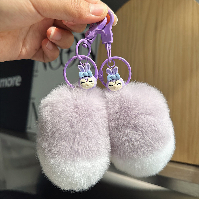 獭兔毛小尾巴汽车钥匙扣挂件可爱毛绒小兔子尾巴包包挂饰生日礼物