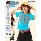 短款 MAIKAO 上衣 T恤女夏季 甜酷辣妹修身 美式 街头字母蓝色正肩短袖