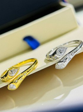 S925银蛇戒指开口指环五角星简约百搭潮酷精工高级感珠宝工艺