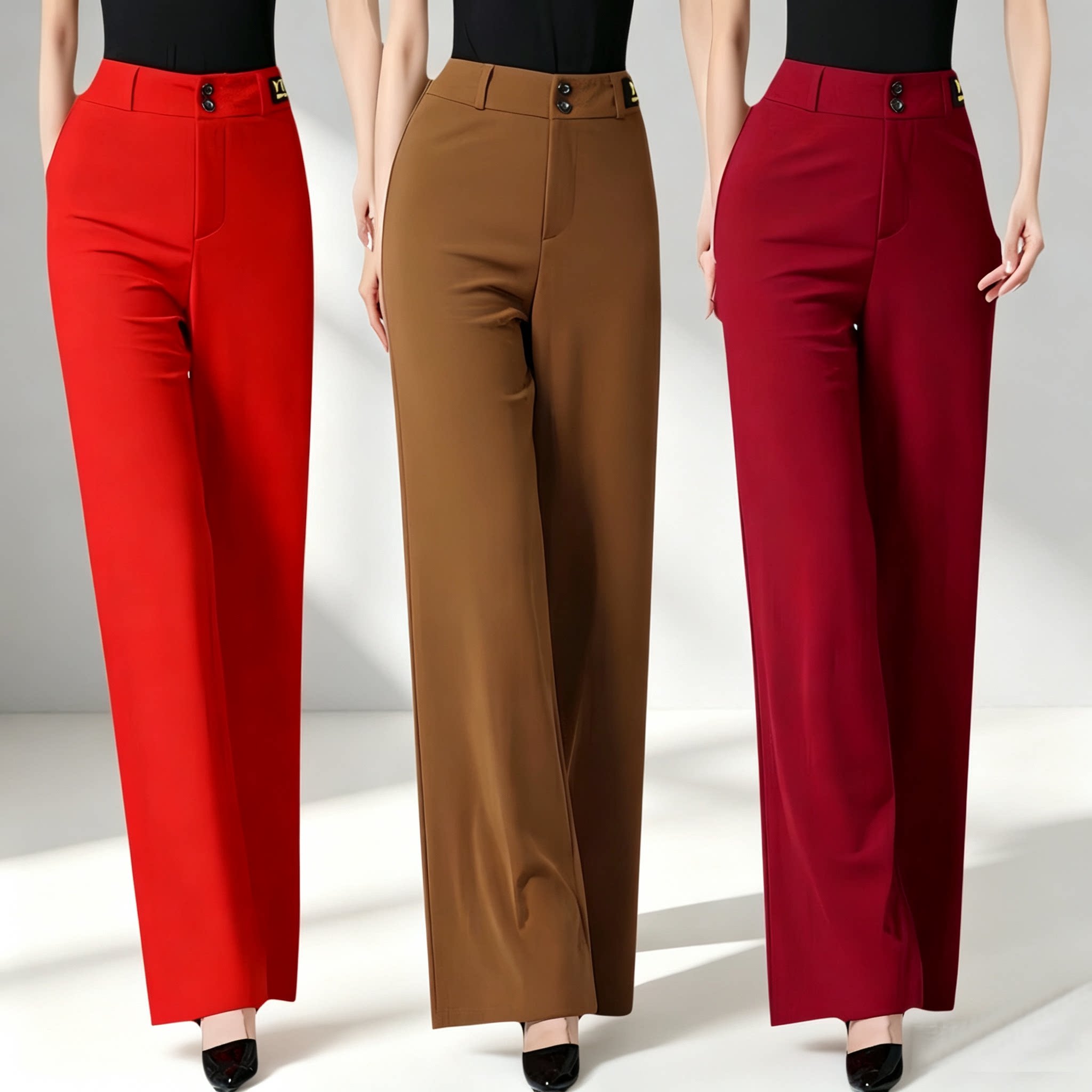 异方高腰直筒裤子女士跳舞舞蹈交谊舞广场舞吉特巴垂感摩登舞长裤