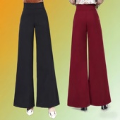 子 黑色交谊舞蹈裤 摩登舞国标舞女士跳舞高腰广场舞阔腿裤 练功长裤