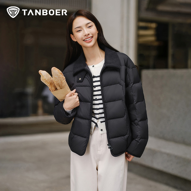 坦博尔2025秋季新品衬衫领羽绒服