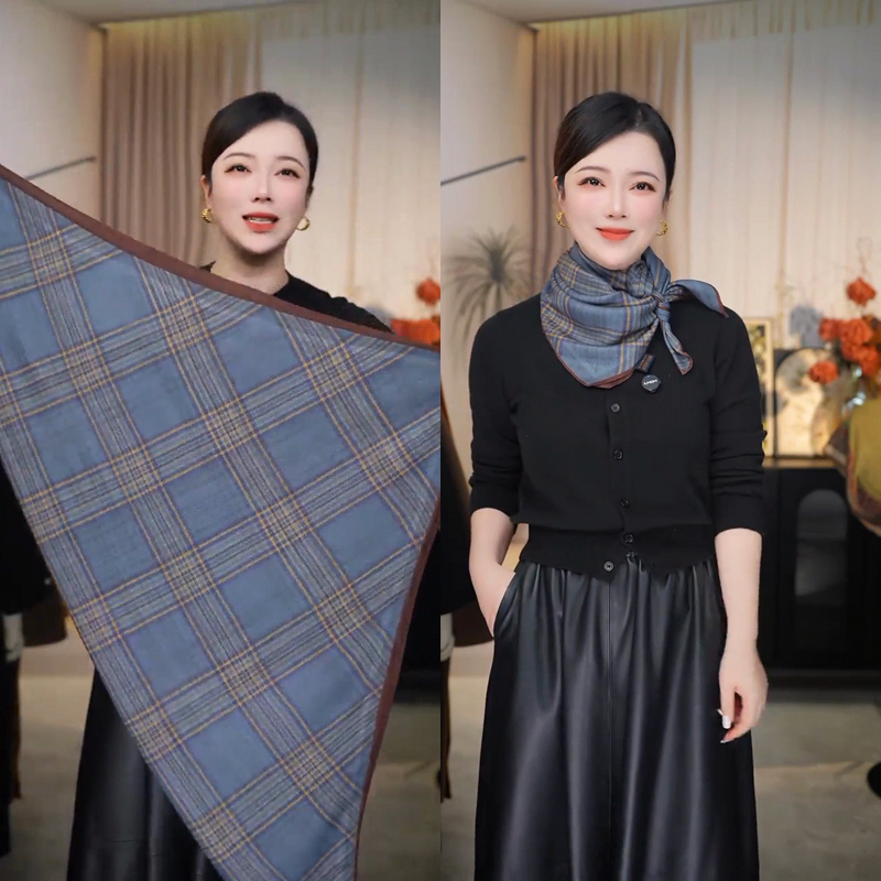 秋冬双面双色大方巾百搭洋气围巾