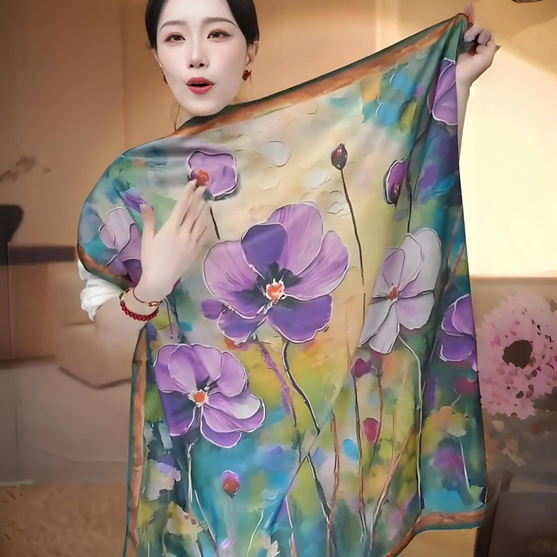 秋冬款轻奢高级感大方巾女时尚百搭披肩双面双色丝巾护颈保暖围巾