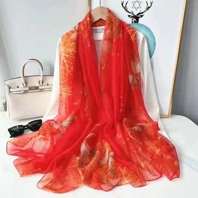 高档旅游拍照丝巾女防晒披肩薄