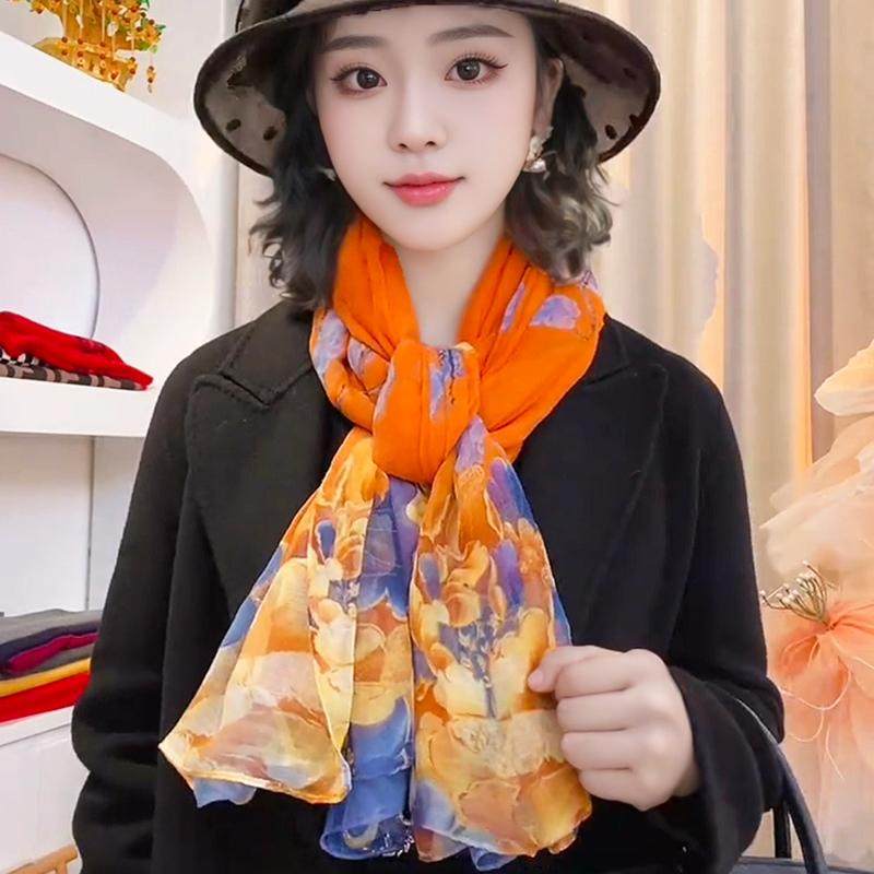 超大丝巾女时尚洋气海边纱巾妈妈保暖围巾围脖旅游拍照防晒披肩薄