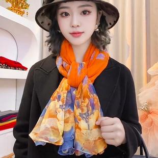 超大丝巾女时尚洋气海边纱巾妈妈保暖围巾围脖旅游拍照防晒披肩薄