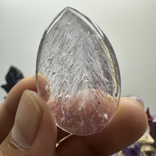 天然紫水晶超七紫发晶吊坠 紫红顺发晶 原石手工打磨抛光一物一图