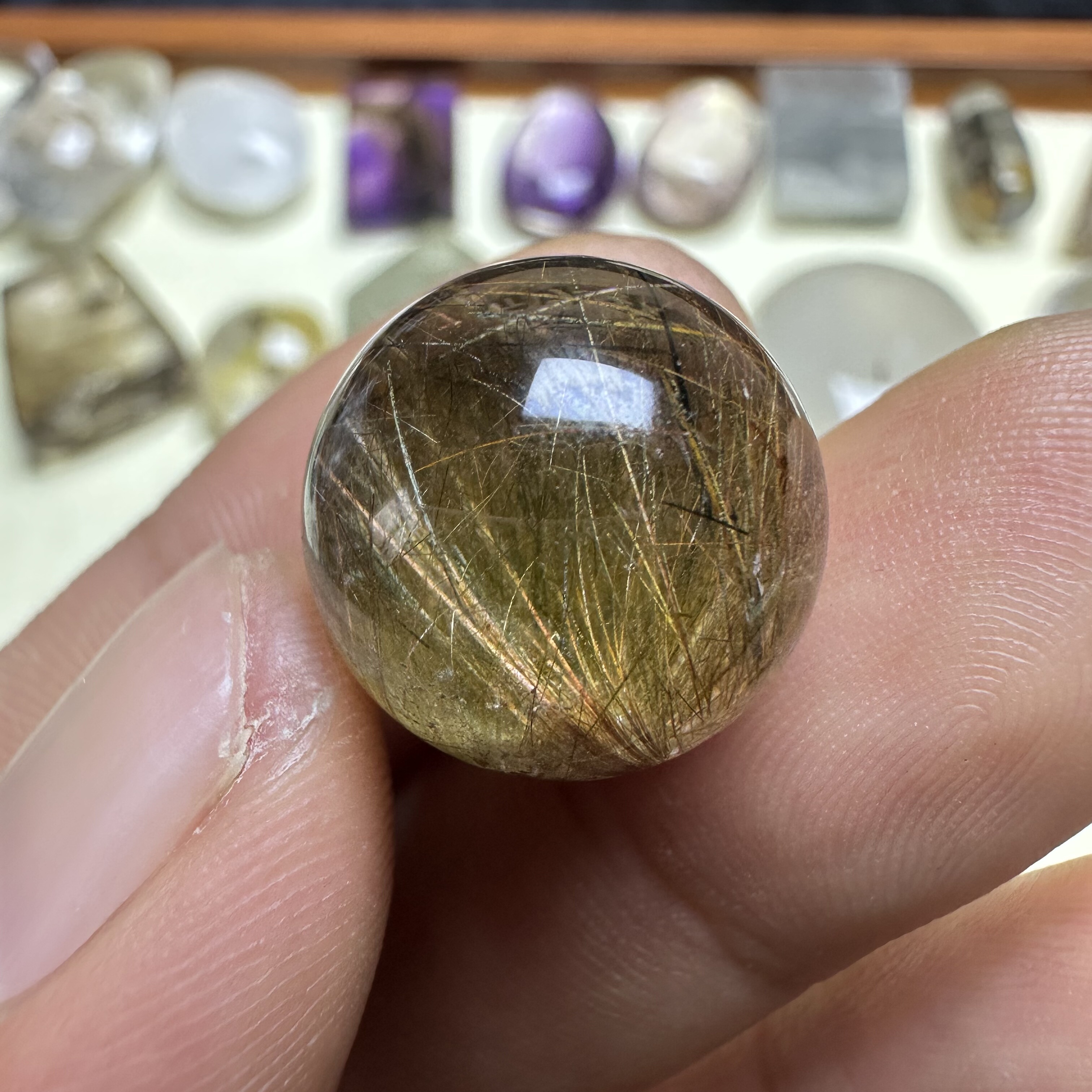 17.5mm天然白水晶绿发晶碧玺发晶单珠 DIY散珠一物一图男女款配珠