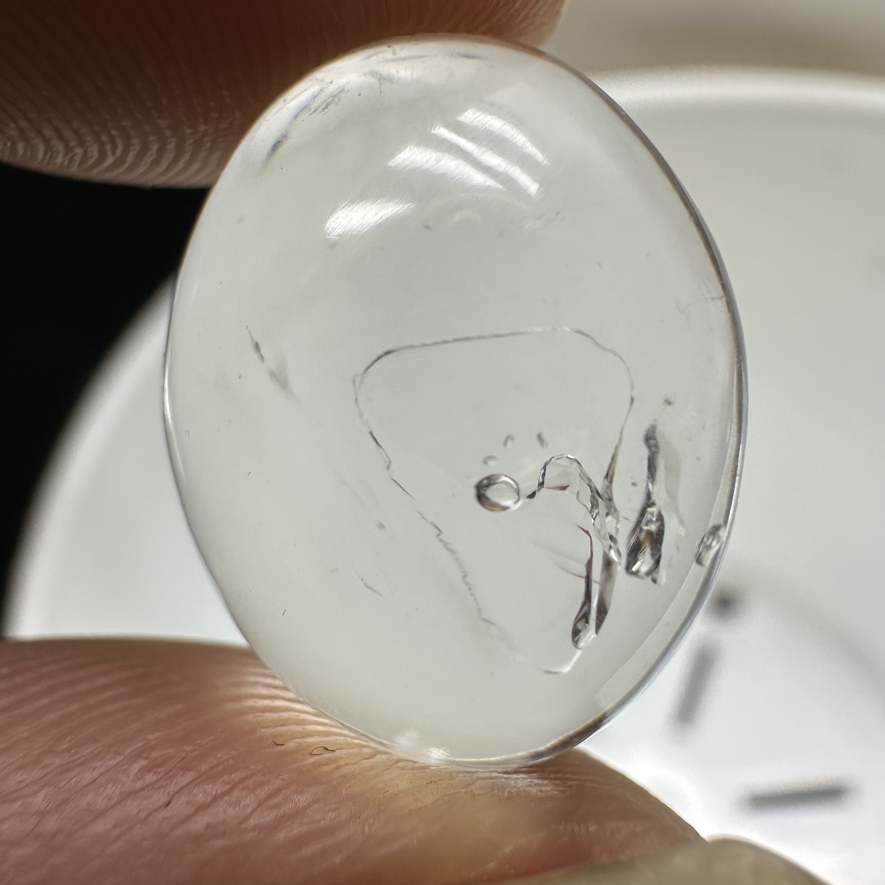 水胆水晶天然白水晶包裹流动的水珠吊坠戒指面裸石可镶嵌男女款