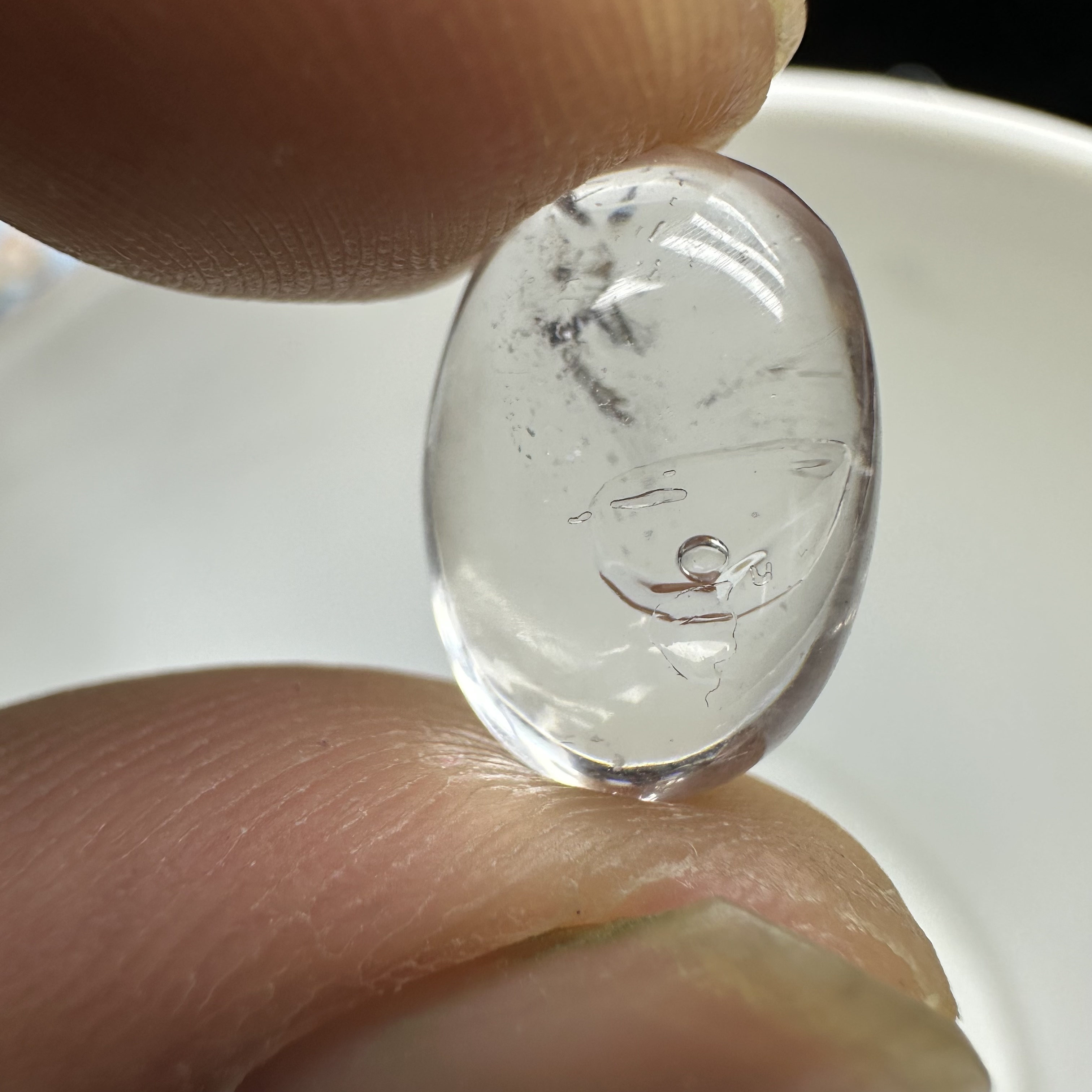 水晶水晶天然白水晶吊坠戒指面裸石 晶体干净流动的大颗粒水珠
