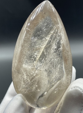 天然茶水晶原石打磨水晶挂件饰品包裹体水胆路干枯的河流一物一图