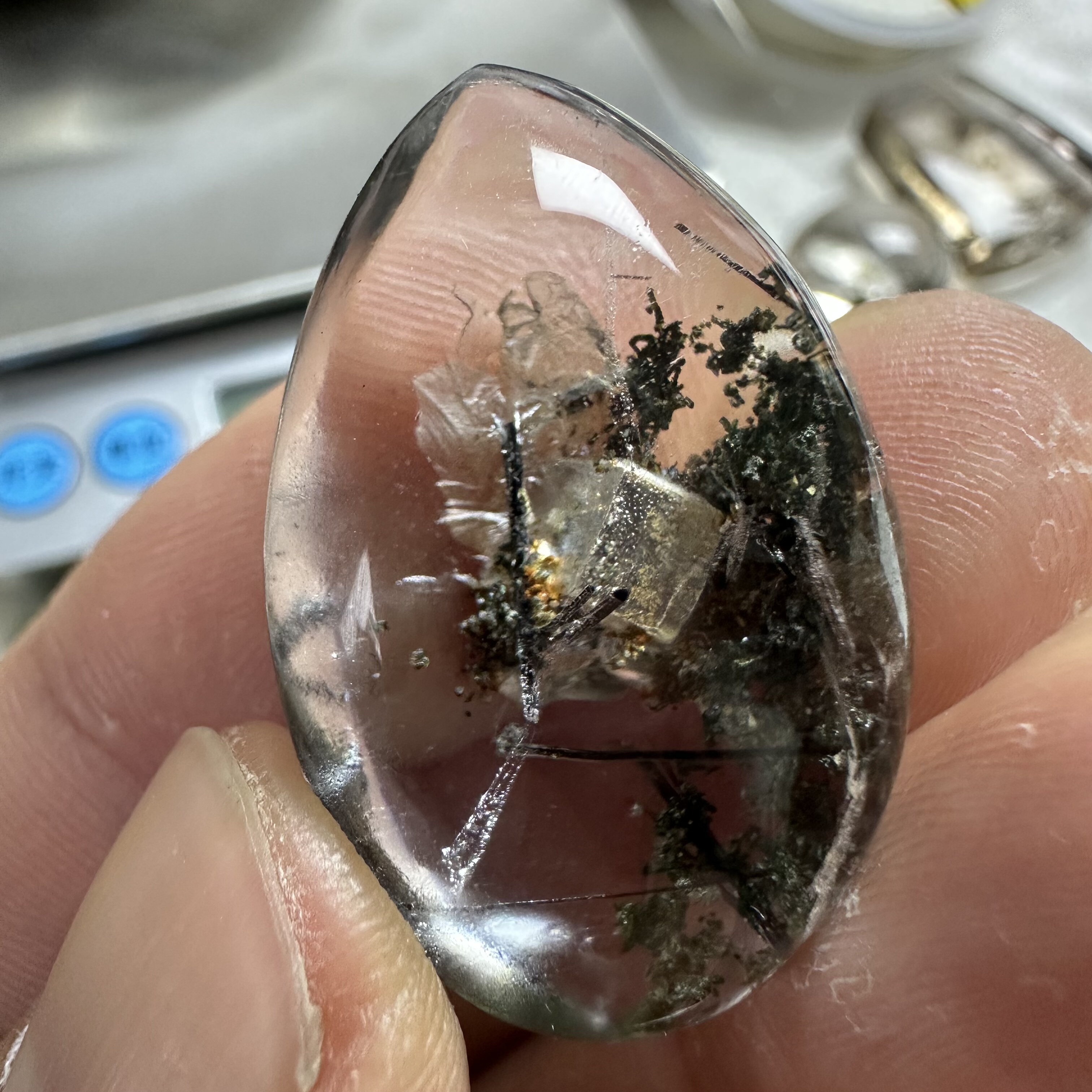 精品天然白水晶吊坠裸石 包裹体方解石碧玺发晶幽灵共生 一物一图