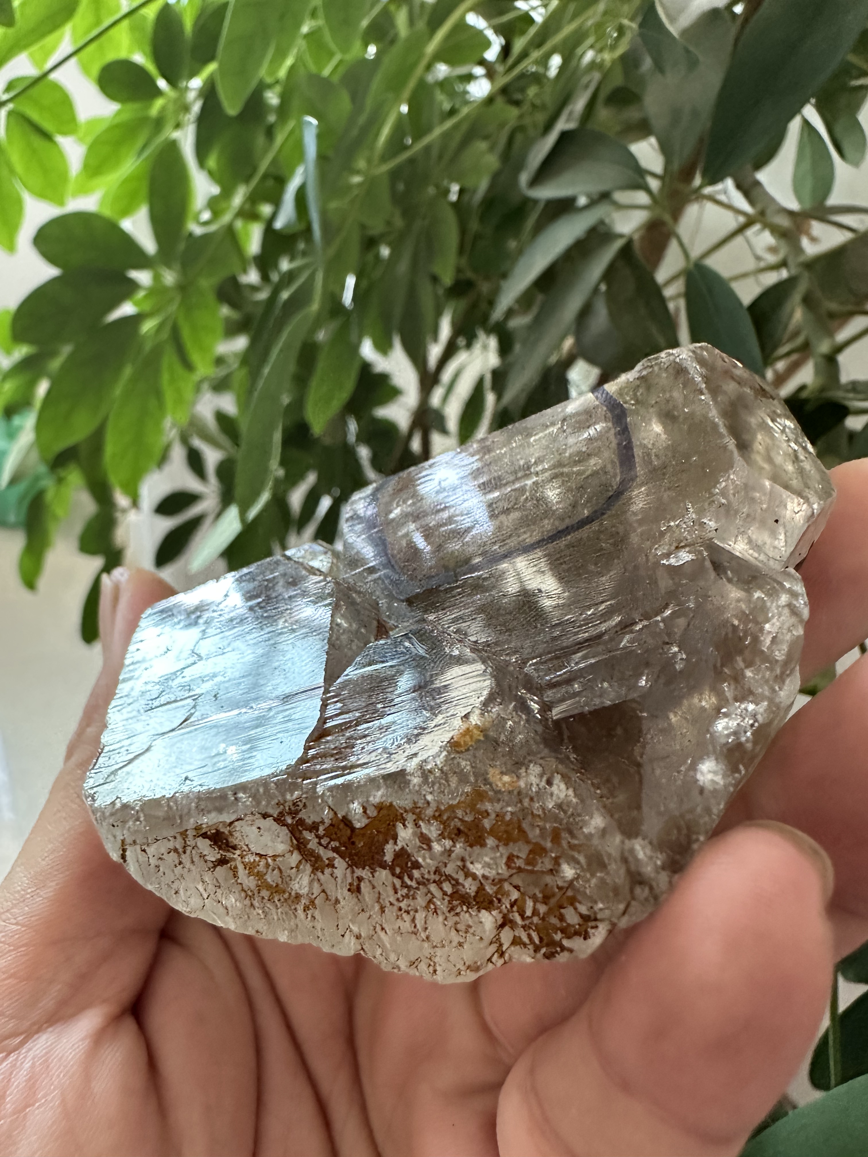 天然茶水晶流动水胆矿石标本 水晶骨干原石 高频能量治愈风水摆件