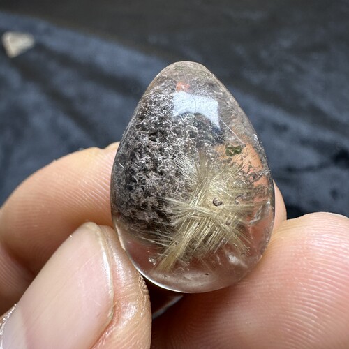 天然白水晶发晶花太阳花绿幽灵卷毛意象水晶吊坠挂件饰品一物一图