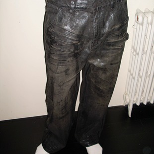 蜡裤 革命性Wax涂层刷蜡做旧银粉水洗黑牛仔伐木裤 B11 Done Danci