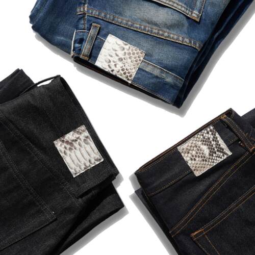 蛇皮红边赤耳牛仔长裤原牛DD