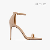 新款 一字带细跟露趾凉鞋 女裸色网红时尚 2025年夏季 气质绑带高跟鞋