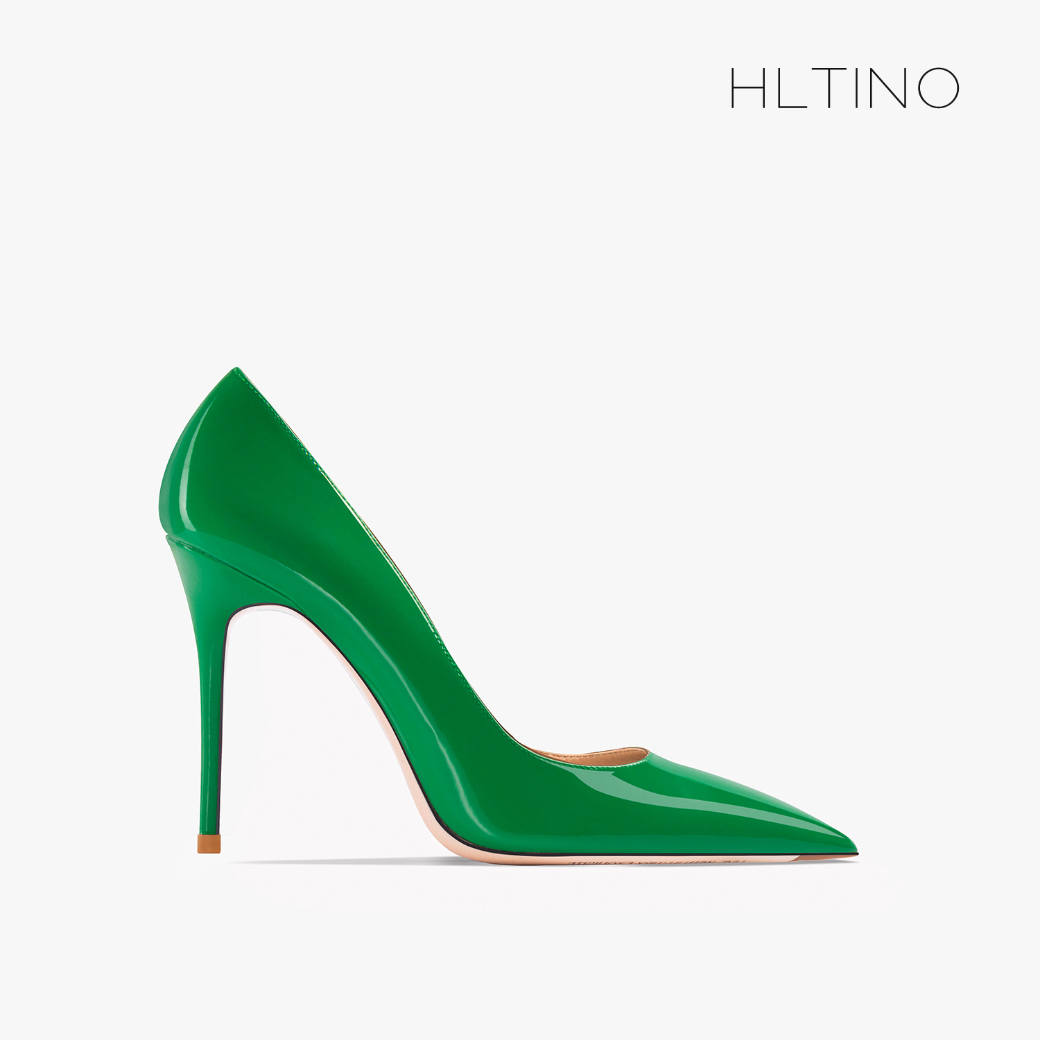 绿色尖头高跟细跟法式单鞋