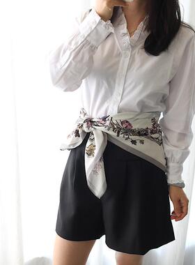 叠穿神器90CM领巾小方巾披肩衬衫连衣裙腰带系腰丝巾女韩版围巾