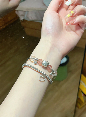 粉水晶KITTY叠戴手链女