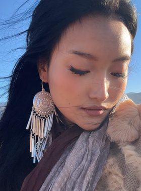 民族风仿苗银耳环女凉山彝族流苏耳坠女款轻奢小众女士高颜值女款