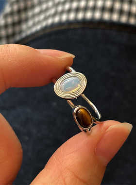 DINN原生系列木纹石白贝戒指