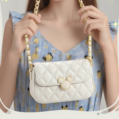 迪士尼正品包包女生2025新款小香风白色斜跨包闺蜜送女友生日礼物