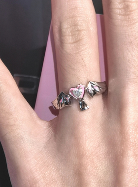 装饰简约可爱创意爱心夜光戒指ins设计情侣甜美送女友对戒小众潮