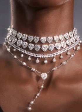 满钻爱心项链女项圈女款轻奢小众高颜值女士高级感设计感日常百搭