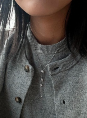 s925纯银中古风泡泡钻项链女ins风简约女款轻奢小众高颜值高级感