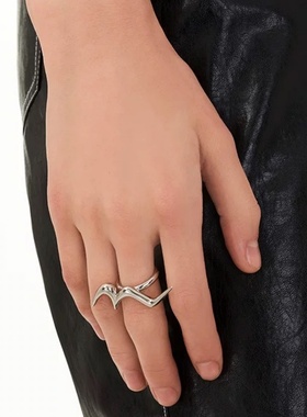 波浪音符戒指女重工不规则小众设计女款轻奢高级感开口可调节女士