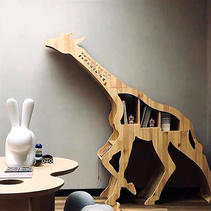 实木幼儿园早教阅览室墙壁展示架