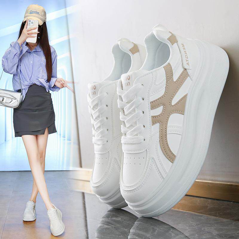 和诚鞋业2025爆款春秋季轻便小白鞋皮面软底女士透气厚底运动休闲