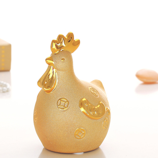 新品陶瓷情侣金鸡创意摆件存钱罐家居装饰品大小号鸡年儿童吉祥物