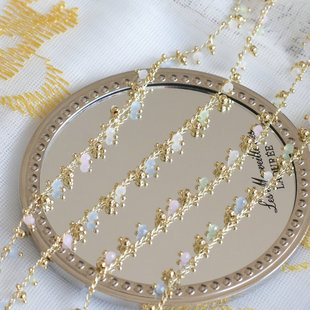 马卡龙色珠链 铜电泳保色散链子 diy手工流苏项链颈联饰品配件