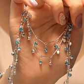 湖蓝水钻竹节链 纯铜电泳厚银铜链条 diy手链项链饰品配件