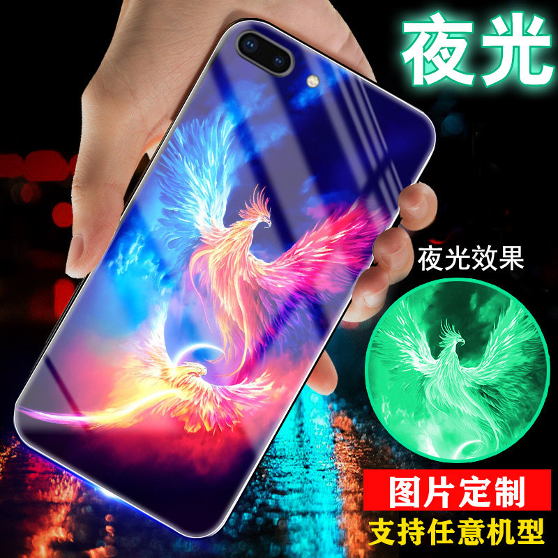 适用苹果8手机壳iphone7夜光6玻璃6s古风8plus中国风网红7plus潮酷龙凤凰七八男士8P情侣女款小众高级感外套