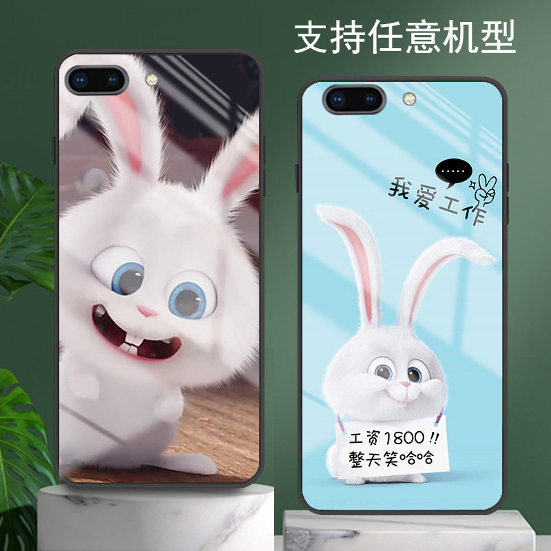 适用苹果8手机壳iPhone7玻璃6新款卡通可爱兔情侣7p套8plus男女生