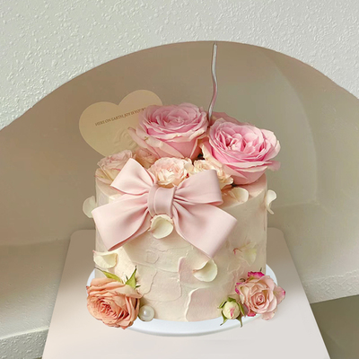 生日蛋糕模型拍照道具仿真鲜花翻糖蛋糕样品假蛋糕玫瑰塑胶蛋糕