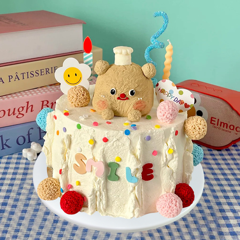 2025新款仿真蛋糕模型网红流行创意小熊定制橱窗塑胶样品摄影道具