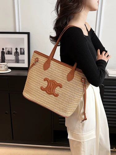 Соломенная сумка через плечо, вместительная и большая плетеная пляжная сумка на одно плечо, коллекция 2023